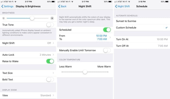 Schedule Night Shift mode on iPhone