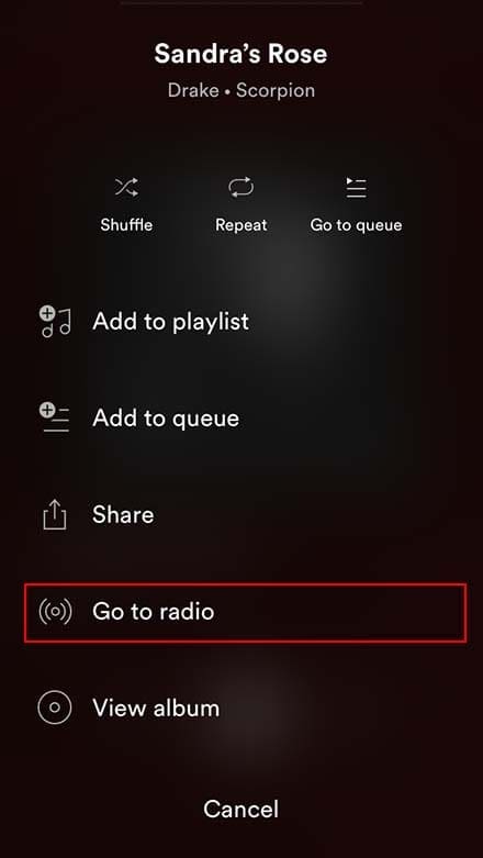 Spotify iOS - Go to Radio