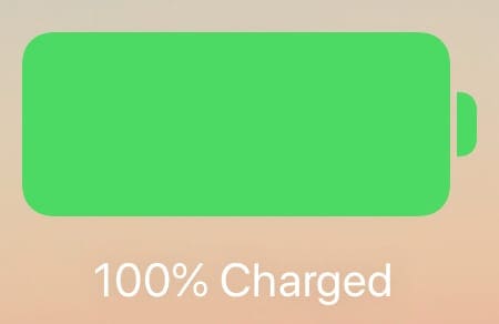 100% charged battery icon from iPad lock screen.