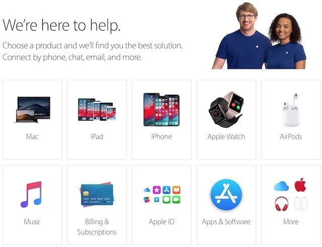 Apple's Get Support webpage.