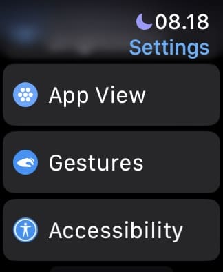 Select the Accessibility Tab on Apple Watch