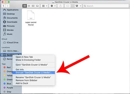 Use macOS Finder app to encrypt USB Drive