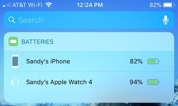 Batteries Widget Today View