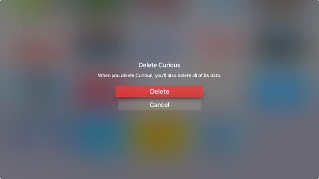 Confirm Delete App AppleTV