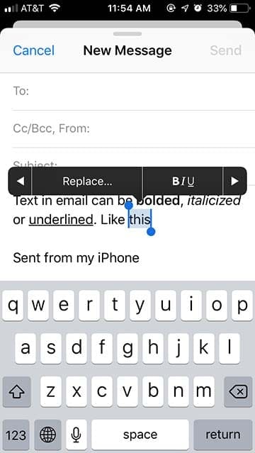 Apple iPhone Mail Tips - Text Formatting