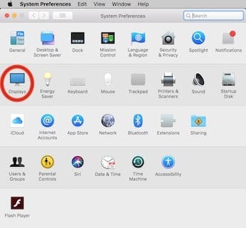 Displays icon in system preferences on mac.