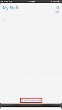 Show completed in reminders on iPhone.