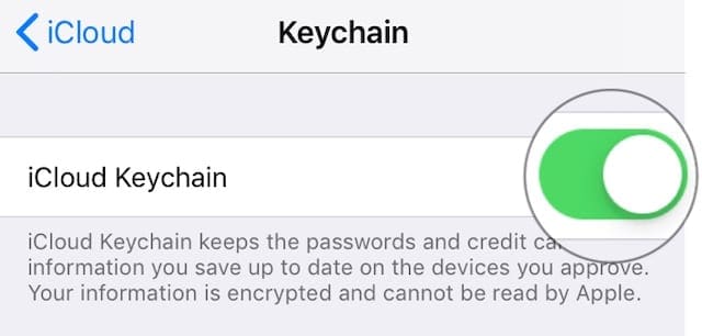 Turn off Keychain on iOS