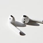 Photo of AirPods on a white background