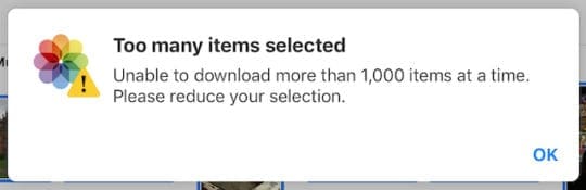 Can't download more than 1000 photos from iCloud