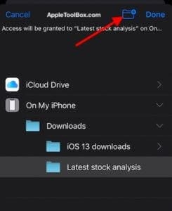 Creating Folders in iOS 13 Safari Download Manager