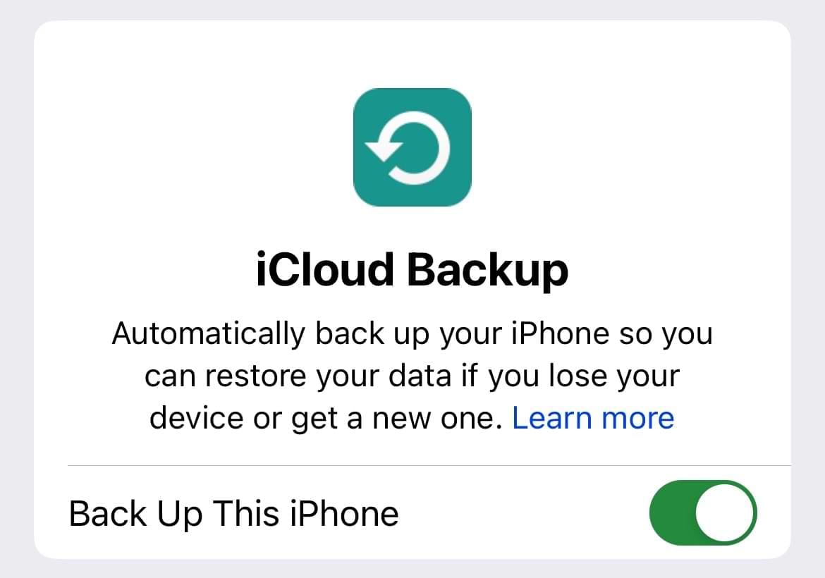 Toggle Off Back Up This iPhone in iCloud