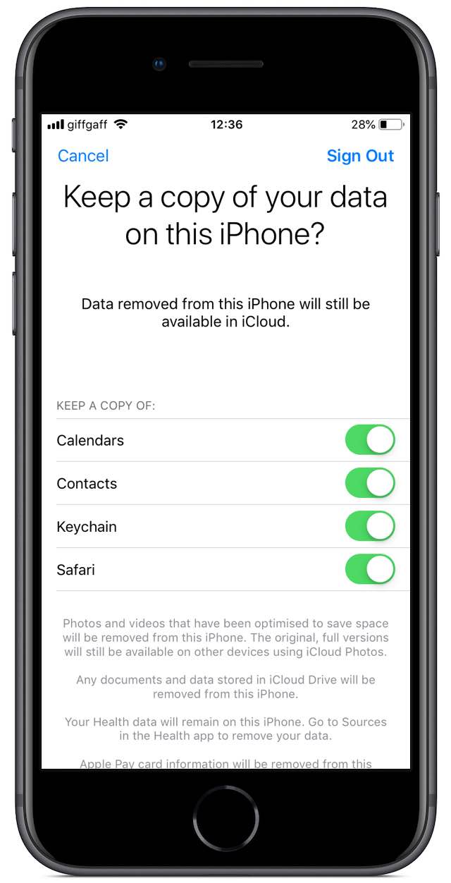 Храните копию данных iCloud на своем iPhone