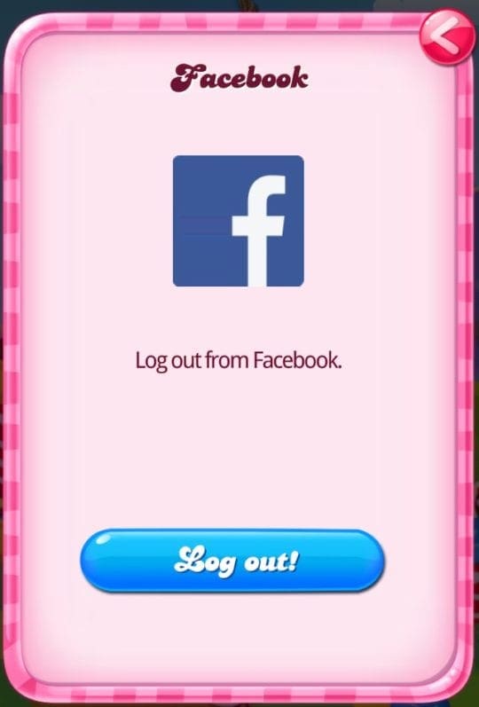 Log out from Facebook on Candy Crush