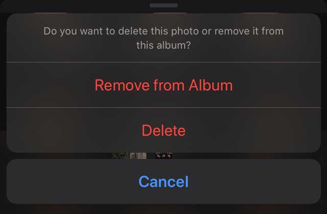 delete an image or video from an album in iOS and iPadOS Photos app