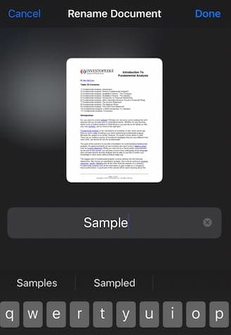 Rename document in Files App on iPadOS