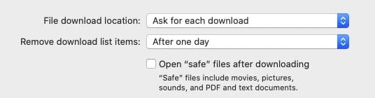 macOS Catalina Safari Download manager
