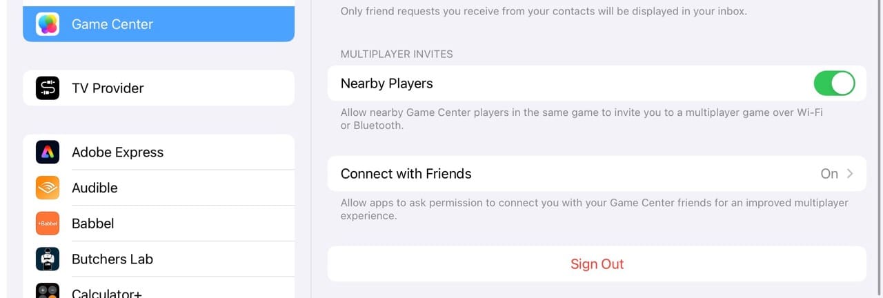 Sign Out of the Game Center on iPad