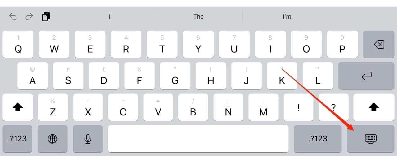The option to get rid of the on-screen keyboard on an iPad