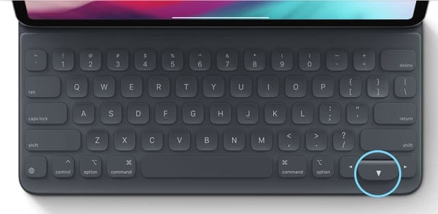 iPad apple smart keyboard down arrow