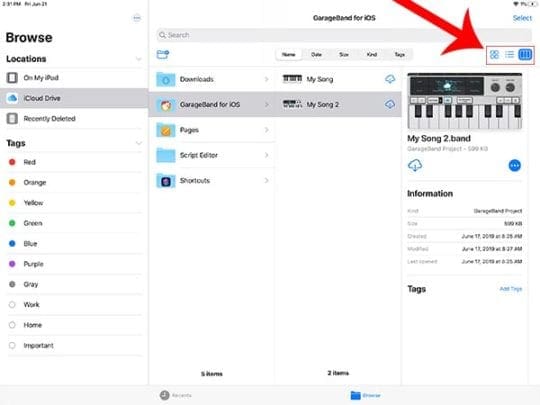 iPadOS Files - Column View