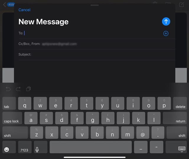 on screen keyboard in iPadOS using Mail App iOS 13 iPad Pro