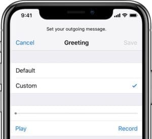 iPhone voicemail greeting settings