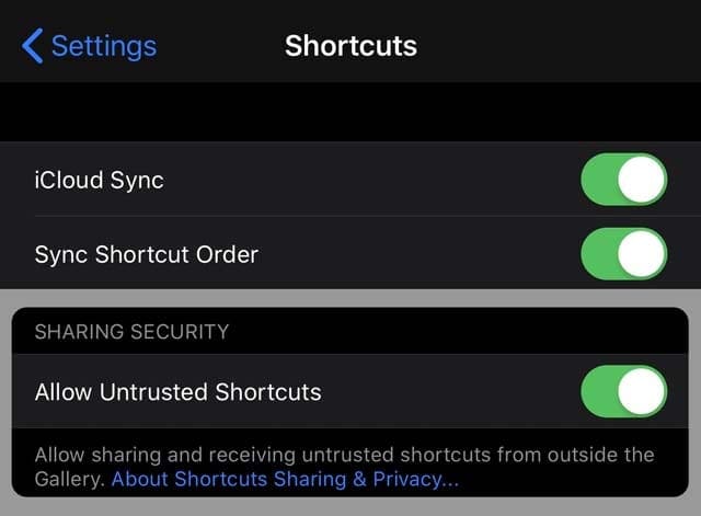 iPadOS and iOS 13 allow untrusted shortcuts