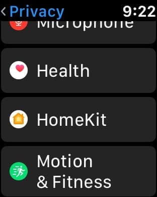 Apple Watch Privacy Setting