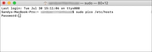 Enter the hosts file in Terminal