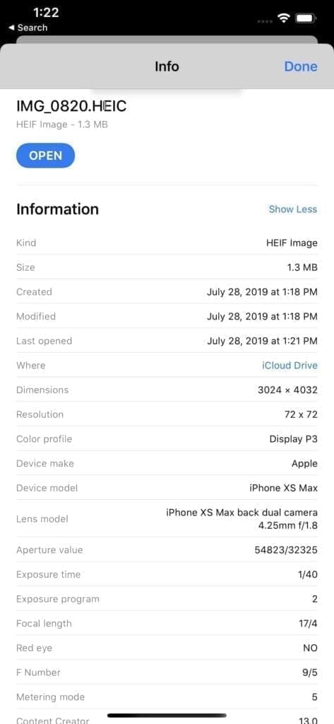How to view photo information in iOS 13