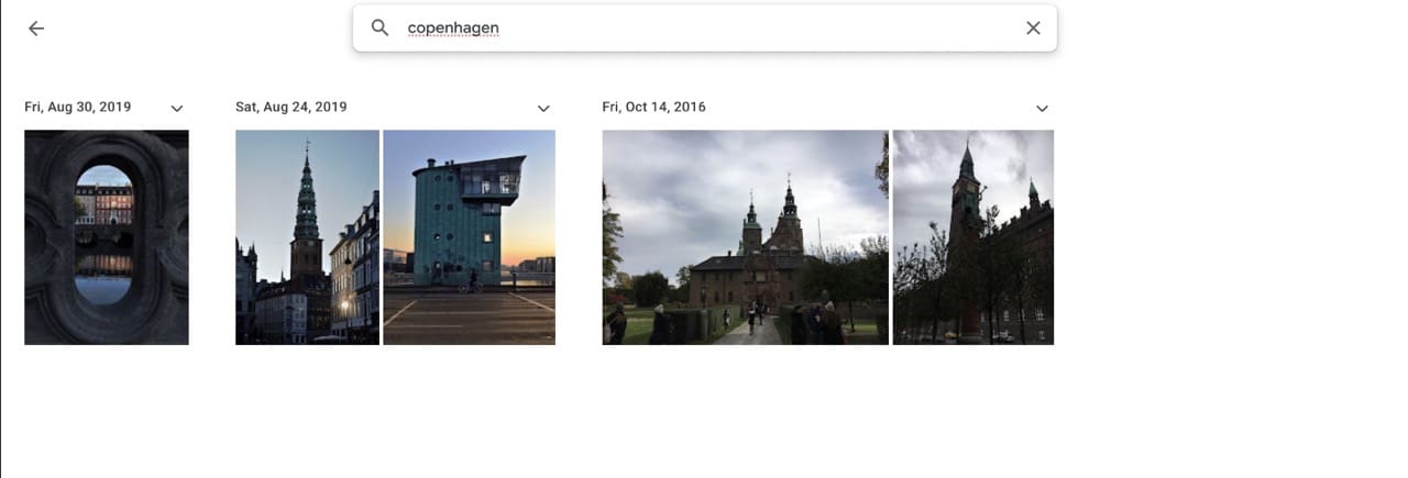 Search results appearing in Google Photos