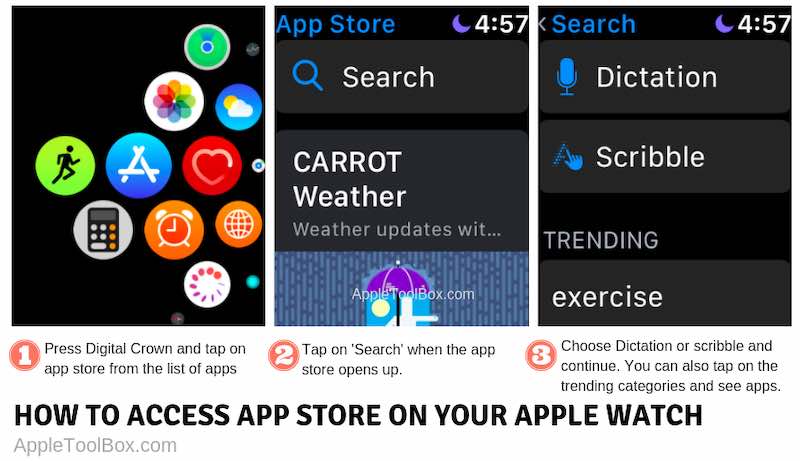 Open app store on Apple Watch