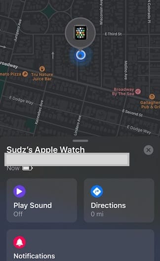 Find Lost Apple Watch via FindMy App