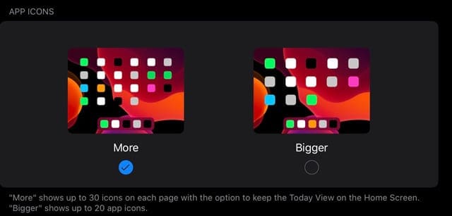 app icon size options in iPadOS 13