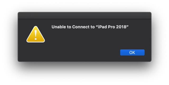 sidecar Cannot connect to iPad - the device timed out
