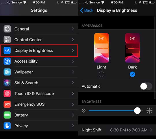 iOS 13 Battery - Dark Mode