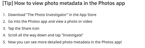 Метаданные iOS 13 Photos через Photo Investigator