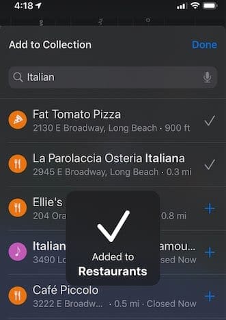 Add Places into Apple Maps collection