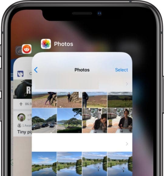 App Switcher on iPhone XS closing down the Photos app