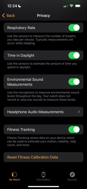 Select Audio Adjustments in the Watch app for iPhone
