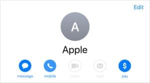 Call button in contacts