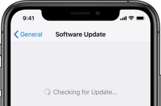 Checking for iOS Software Update on iPhone XS