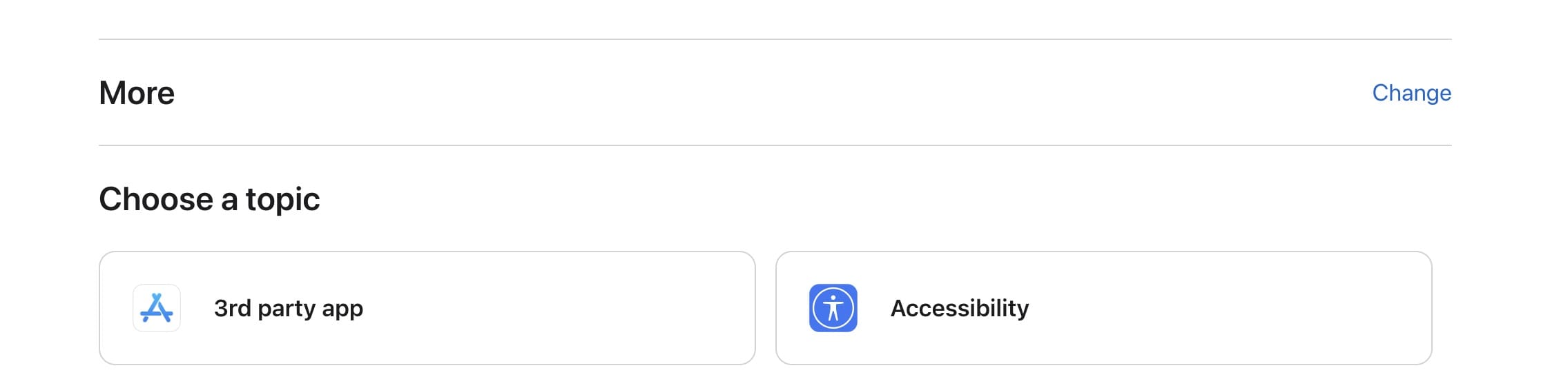 Select your Apple Support topic