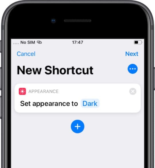 Dark mode Siri Shortcut