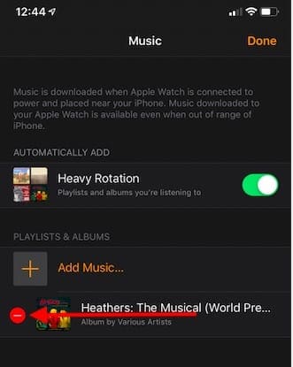 Delete music from Apple Watch to free storage