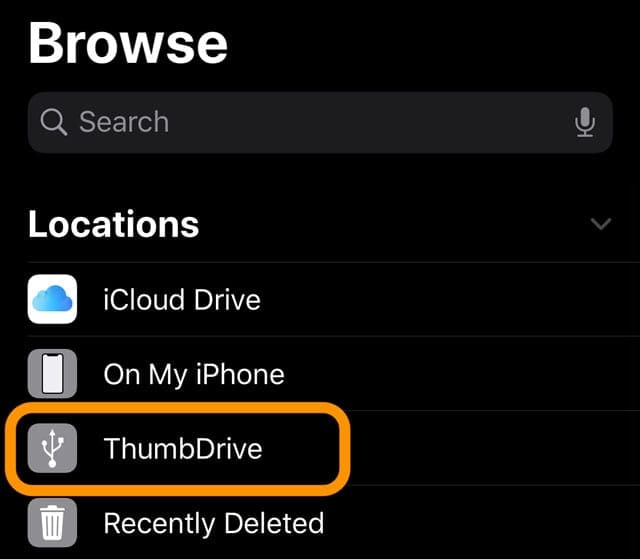 check that your external drive successfully connected to your iPhone
