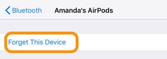 forget this device for AirPods on iPhone Bluetooth