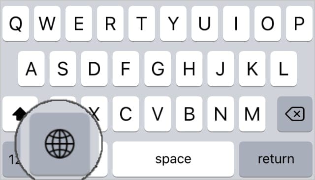Globe icon keyboard selector on iPhone keyboard