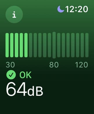 Example of OK decibel levels in the Noise app